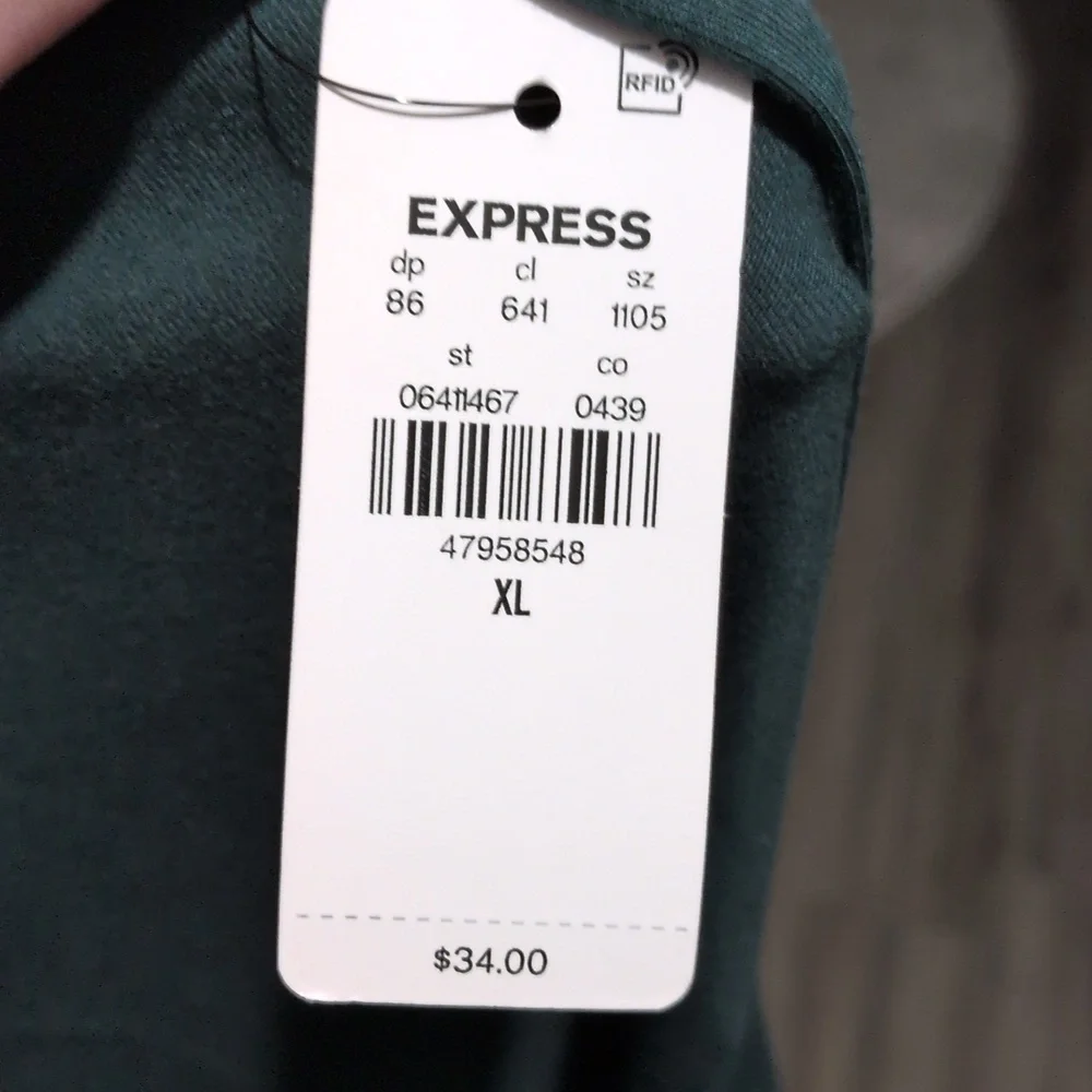 Express Body Contour Cotton Square Neck Tank Top Sz XL Emerald Green NEW NWT - Picture 3 of 3